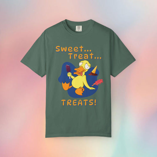 🍦Funny Duck T-Shirt – “Sweet Treat Treats” Ice Cream Cartoon Graphic Tee