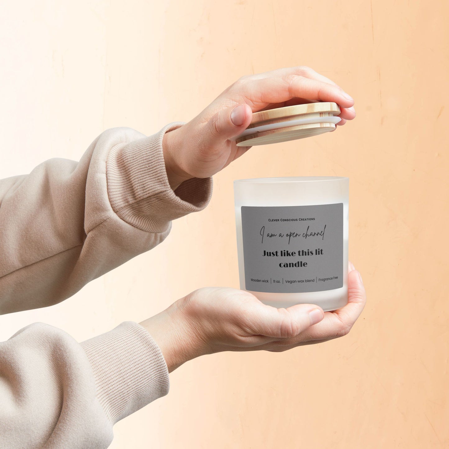 š„I am an open channel Frosted Glass Candle, 11oz