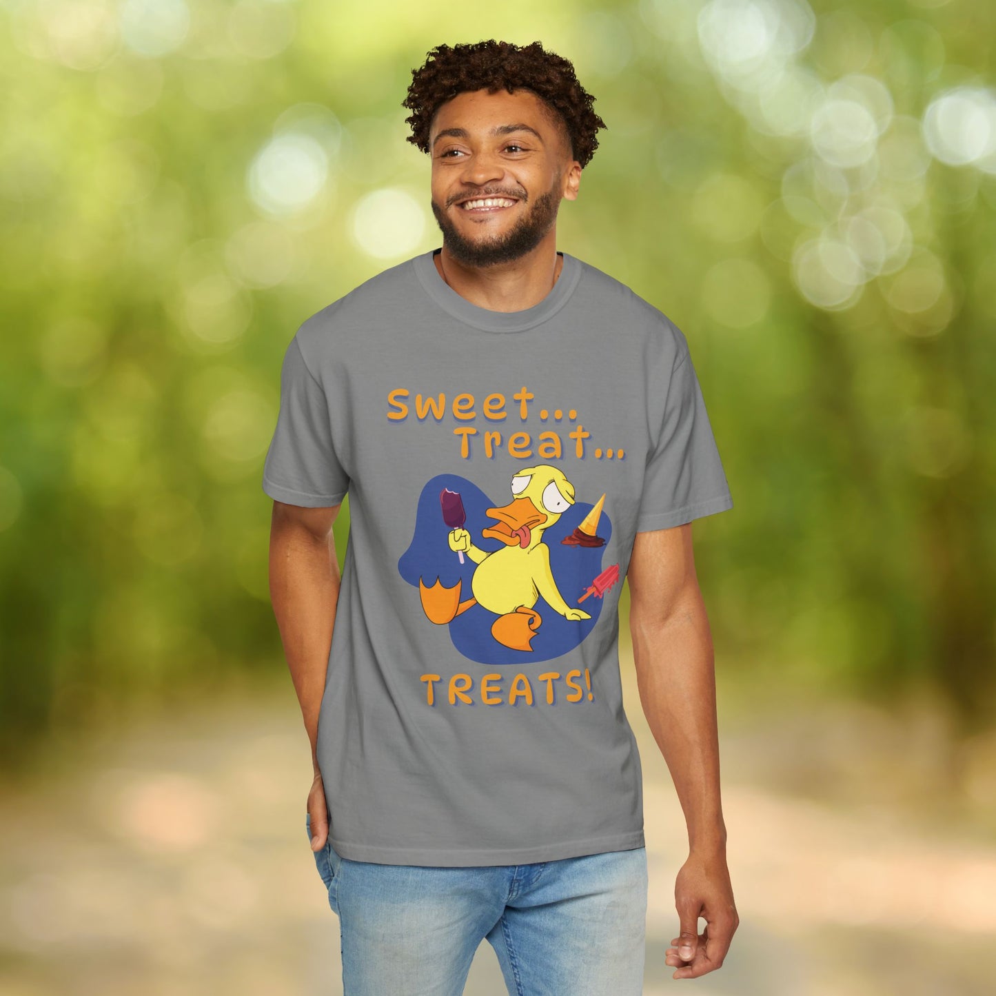 🍦Funny Duck T-Shirt – “Sweet Treat Treats” Ice Cream Cartoon Graphic Tee