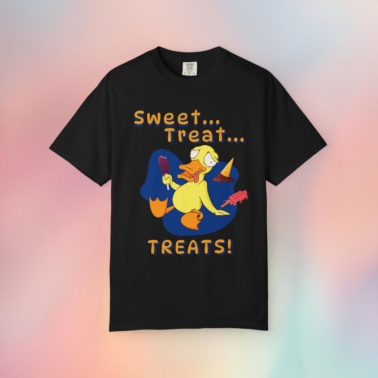 🍦Funny Duck T-Shirt – “Sweet Treat Treats” Ice Cream Cartoon Graphic Tee