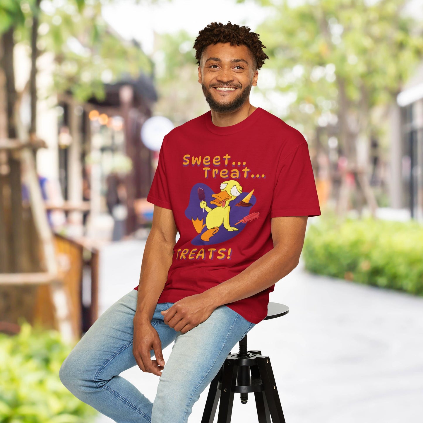 🍦Funny Duck T-Shirt – “Sweet Treat Treats” Ice Cream Cartoon Graphic Tee