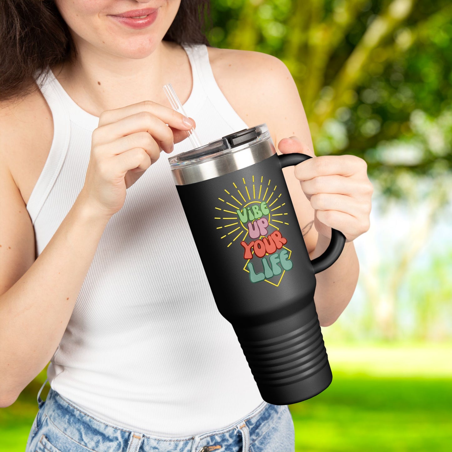 😎Vibe Up Your Life Insulated Travel Mug, 40oz