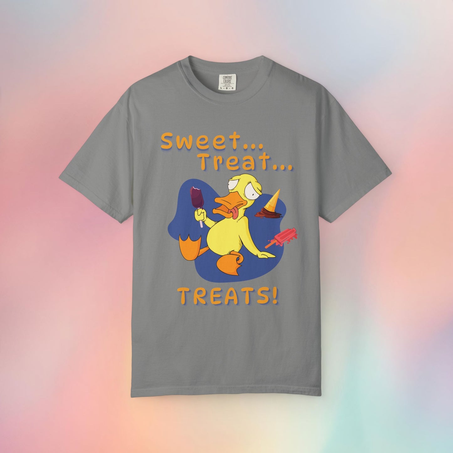 🍦Funny Duck T-Shirt – “Sweet Treat Treats” Ice Cream Cartoon Graphic Tee