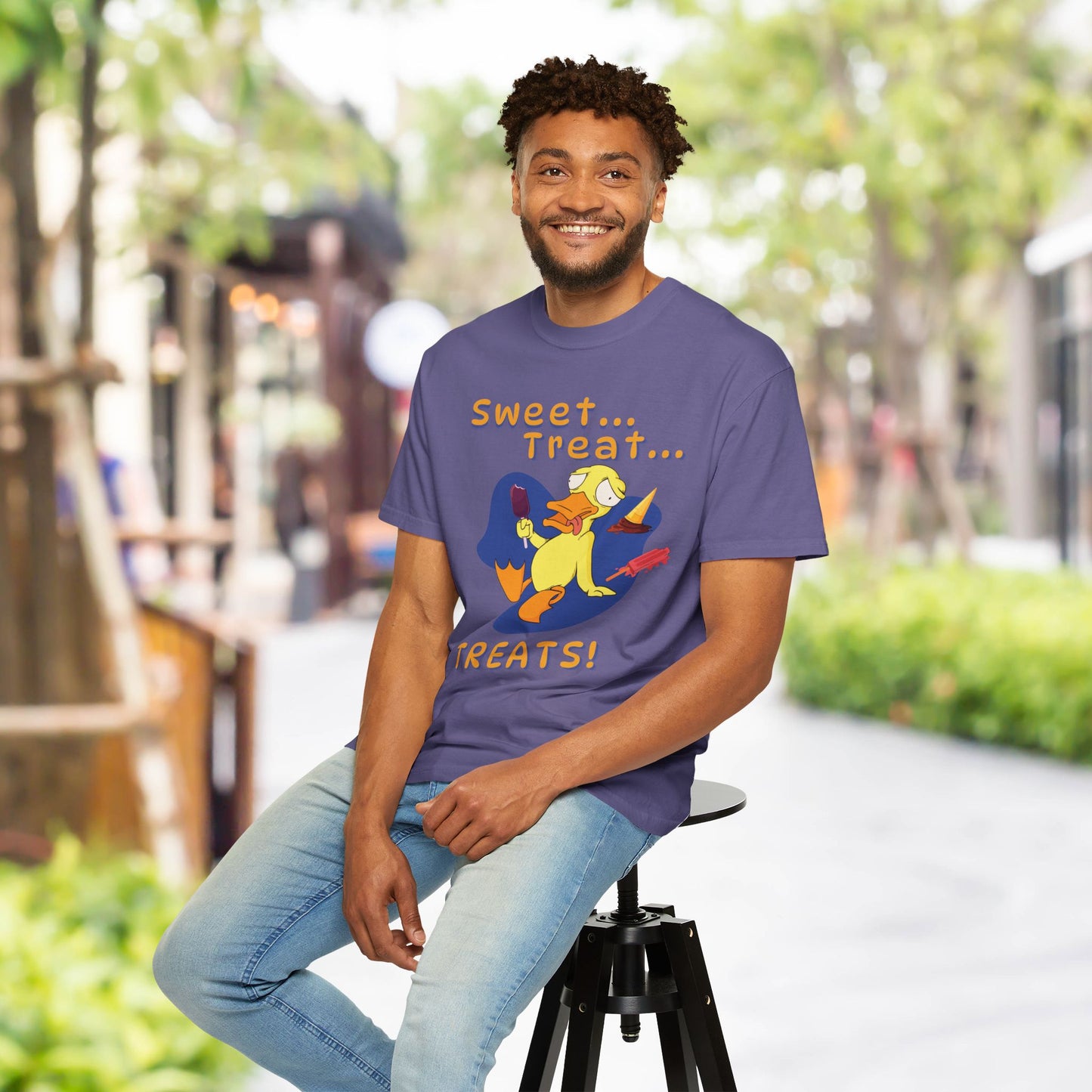 🍦Funny Duck T-Shirt – “Sweet Treat Treats” Ice Cream Cartoon Graphic Tee