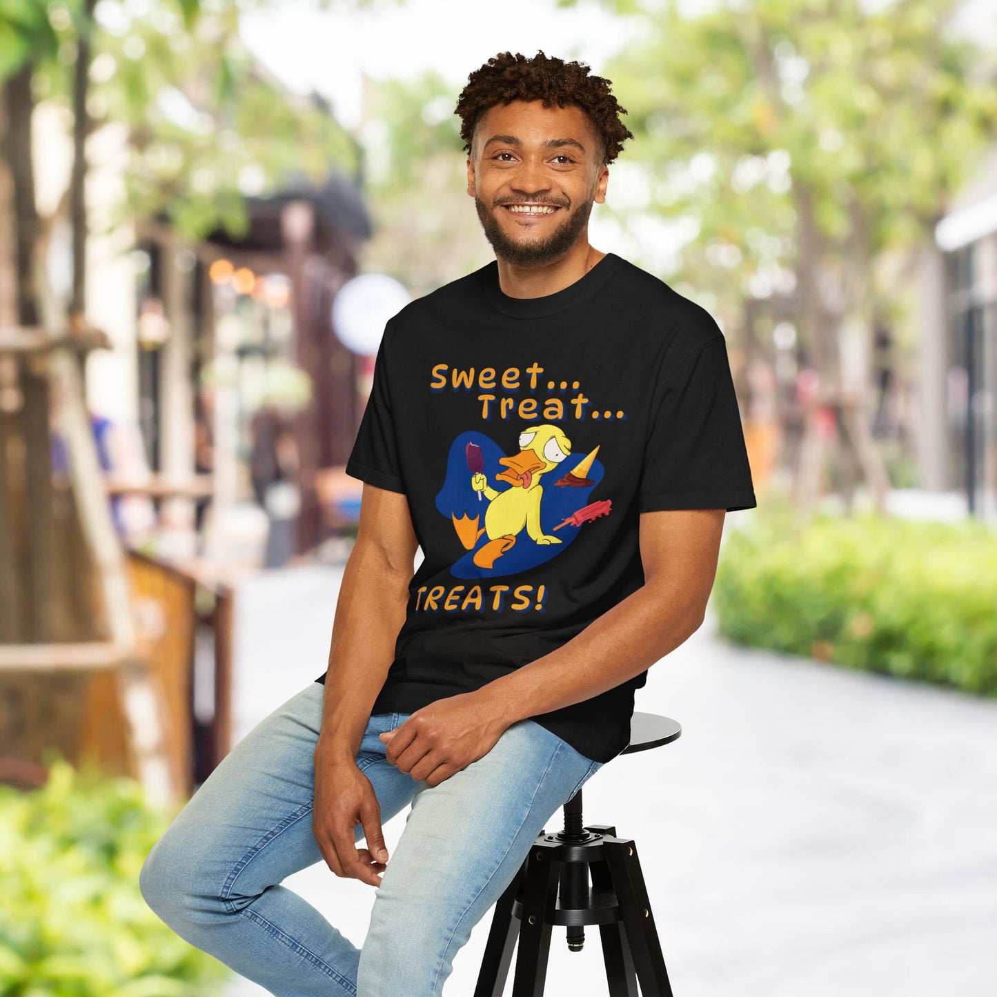 🍦Funny Duck T-Shirt – “Sweet Treat Treats” Ice Cream Cartoon Graphic Tee