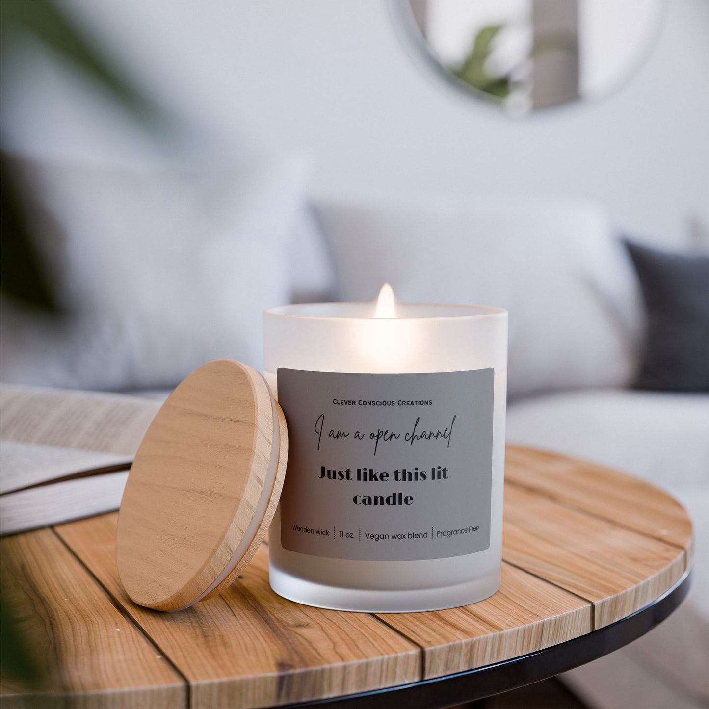 🔥I am an open channel Frosted Glass Candle, 11oz