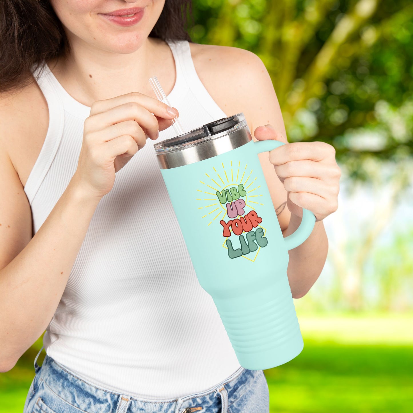 😎Vibe Up Your Life Insulated Travel Mug, 40oz