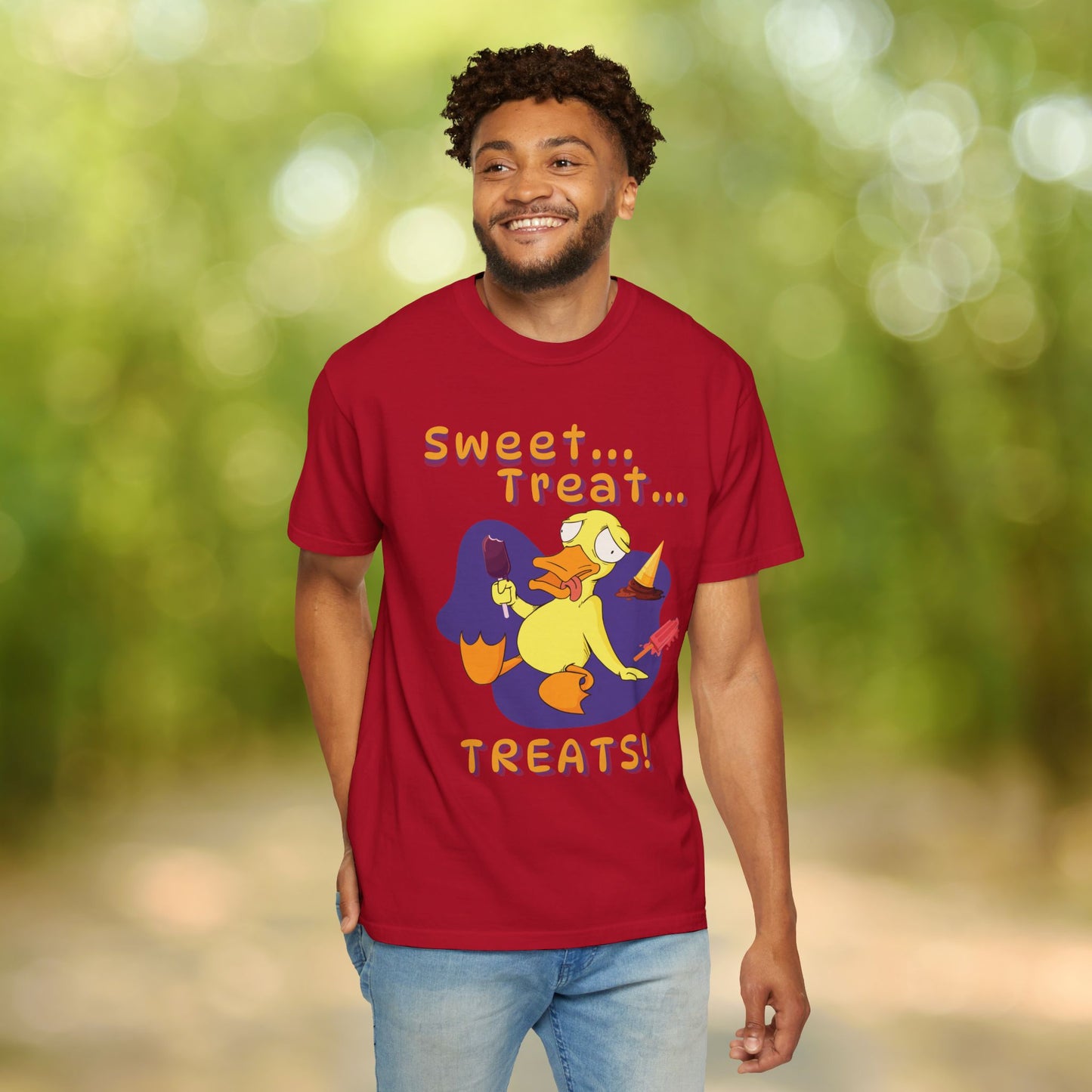 🍦Funny Duck T-Shirt – “Sweet Treat Treats” Ice Cream Cartoon Graphic Tee