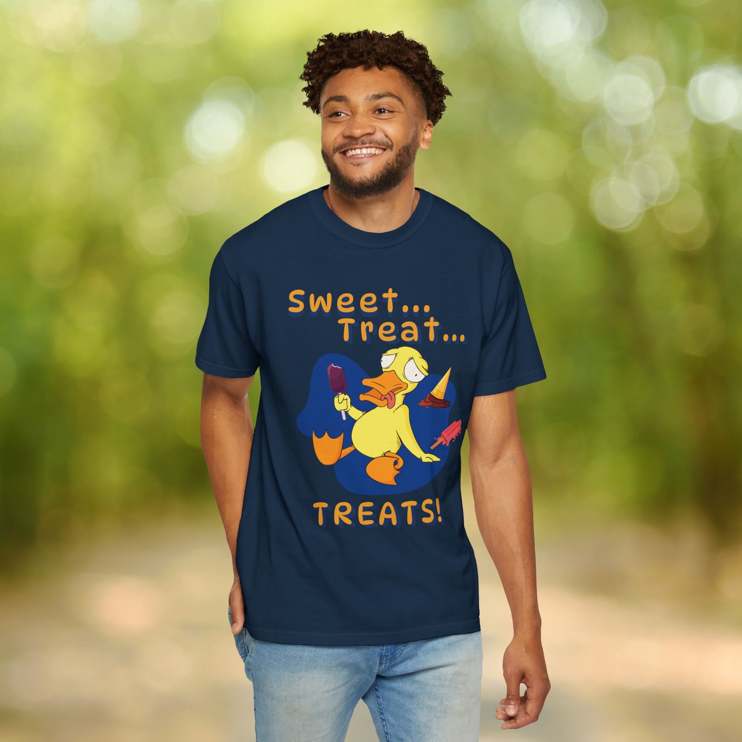 🍦Funny Duck T-Shirt – “Sweet Treat Treats” Ice Cream Cartoon Graphic Tee