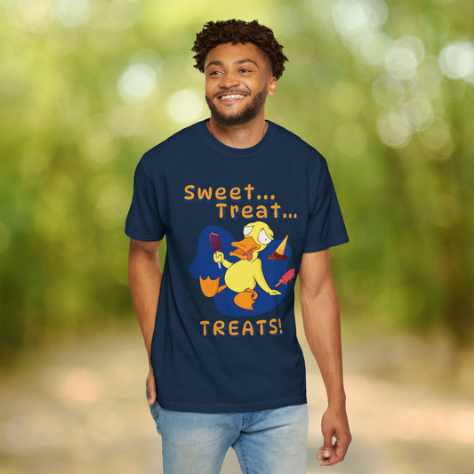 🍦Funny Duck T-Shirt – “Sweet Treat Treats” Ice Cream Cartoon Graphic Tee
