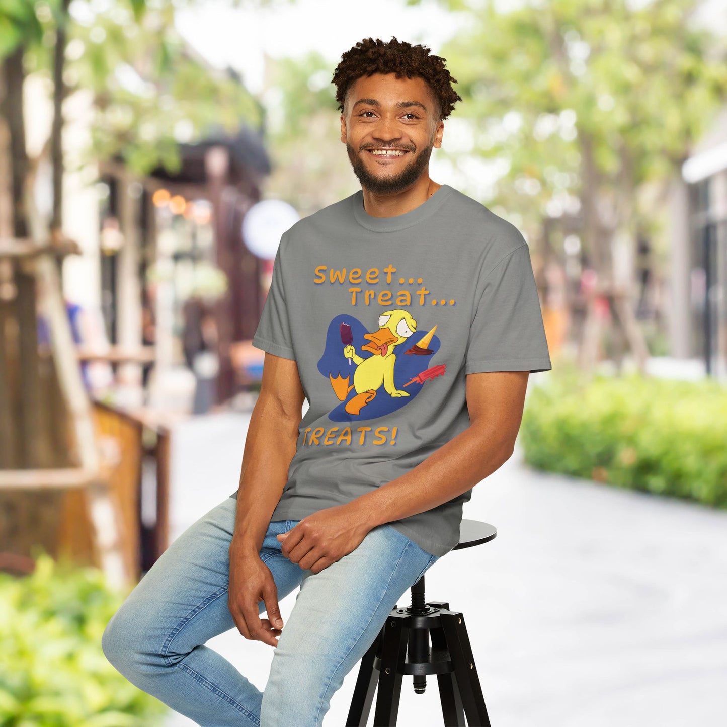 🍦Funny Duck T-Shirt – “Sweet Treat Treats” Ice Cream Cartoon Graphic Tee