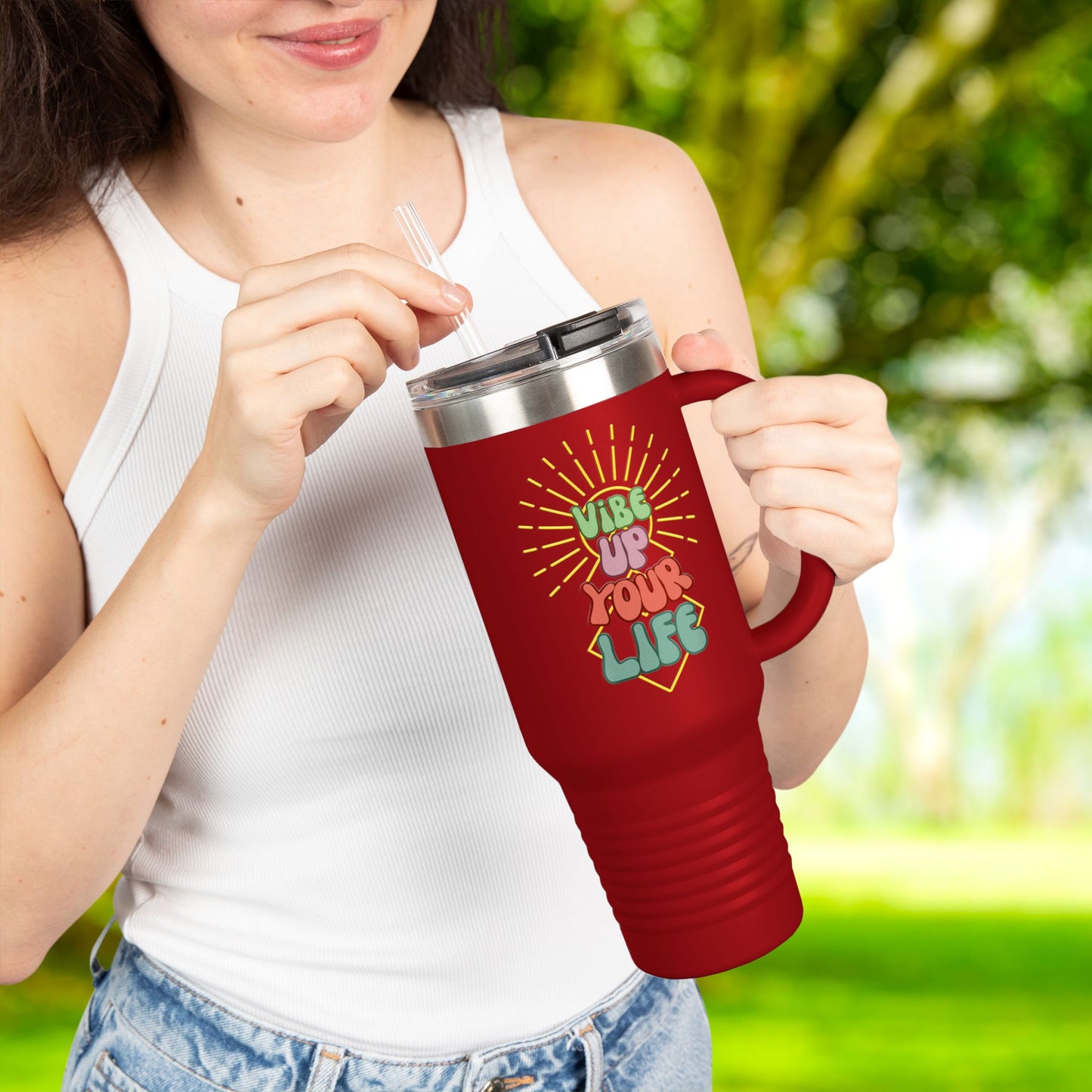 😎Vibe Up Your Life Insulated Travel Mug, 40oz